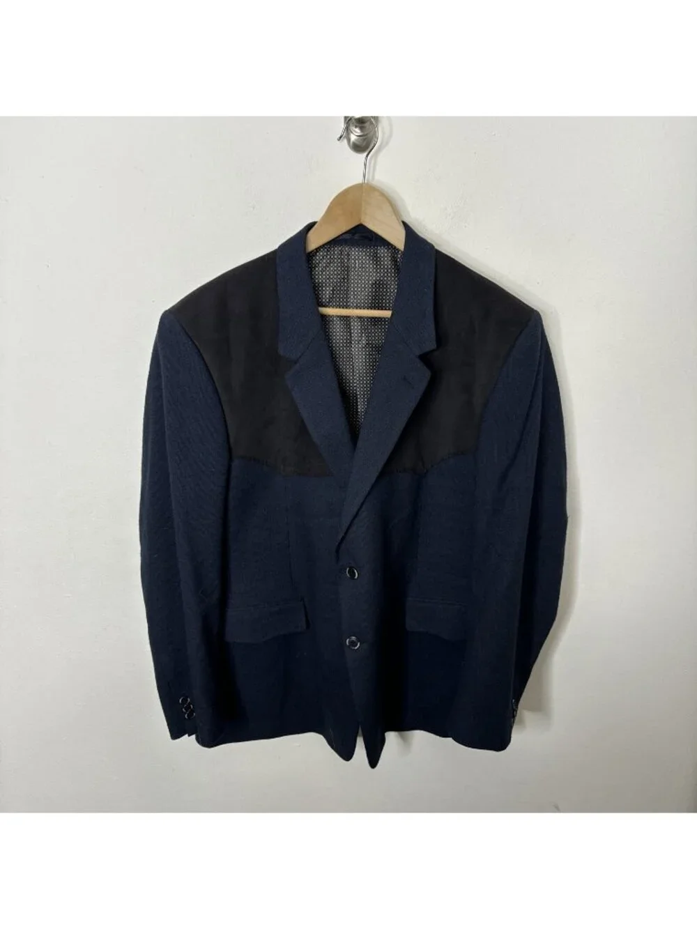 Vintage Pinto Ranch Men 44 Western Blazer Blue Black Cowboy
